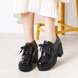 ブラックエナメル | 秋冬の新色♪7.5cm ヒール 厚底 ハイヒール レースアップ シューズ | attagirl