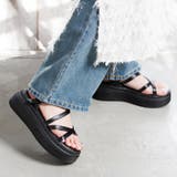 ブラックスムース | 厚底ナローストラップサンダル | attagirl