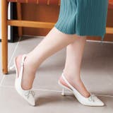 ホワイトスムース | ビジューリボンバックバンドパンプス | attagirl