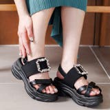 ブラックスムース | ビジューバックルスポーツサンダル | attagirl