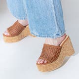 ブラウン | メッシュ編みウェッジミュールサンダル | attagirl 