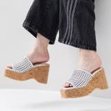 シルバー | メッシュ編みウェッジミュールサンダル | attagirl 