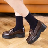 ブラウンガラス | 4.5cmヒール厚底ビットローファー | attagirl 