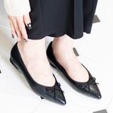 ブラックスムース | ポインテッドトゥリボンフラットシューズ | attagirl 