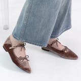 ブラウンベロア | ダブルリボンフラットシューズ | attagirl 