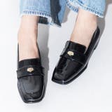 ブラックエナメル | ヒールコインローファー | attagirl 