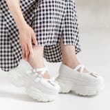 ホワイトスムース | 厚底スニーカーソールリボンシューズ | attagirl 