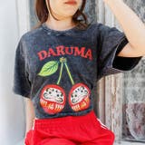 ブラック | ウォッシュ加工オーバーサイズダルマプリントTシャツ | attagirl 