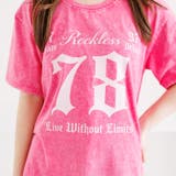 ピンク | ウォッシュ加工オーバーサイズナンバープリントTシャツ | attagirl 