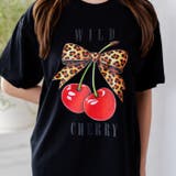 ブラック | オーバーサイズチェリープリントTシャツ | attagirl