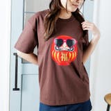 ブラウン | オーバーサイズダルマプリントTシャツ | attagirl 