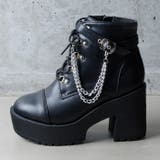 ブラックスムース | 厚底サイドチェーンレースアップブーツ | attagirl
