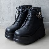 ブラックスムース | 厚底ダブルベルトウェッジブーツ | attagirl