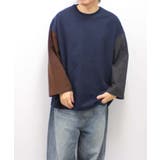 20-17ネイビー/切替 | メンズ ロンT Tシャツ | NEXT WALL