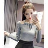 4-3グレー | レディース ロンT 肩あき | NEXT WALL【WOMAN】