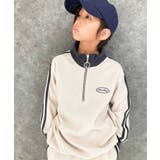 6-1G/ベージュ | 袖ライン ハーフジップBIGトレーナー キッズ | NEXT WALL