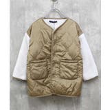 8-5ベージュ/切替 | 裏ボアキルティングジャケット キッズ 子供服 | NEXT WALL