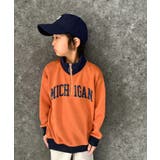 8-7オレンジ/B | オーバーサイズハーフジップトレーナー キッズ 子供服 | NEXT WALL
