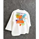 16-13オフホワイト/D | オーバーサイズプリントロンT キッズ 長袖Tシャツ | NEXT WALL