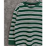 6-2D/グリーン | オーバーサイズボーダーロンT キッズ 長袖Tシャツ | NEXT WALL