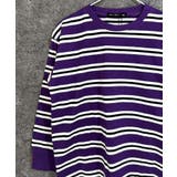 6-3パープル | オーバーサイズボーダーロンT キッズ 長袖Tシャツ | NEXT WALL