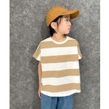 5-2アイボリー×ベージュ | SHISKY オーバーサイズ ワイドボーダーTシャツ | NEXT WALL
