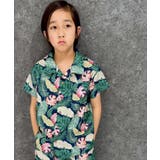 6-5ネイビー/リーフ柄 | 接触冷感アロハシャツ キッズ 子供服 | NEXT WALL