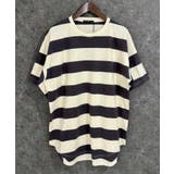 5-4アイボリー×チャコール | SHISKY オーバーサイズワイドボーダーTシャツ メンズ | NEXT WALL