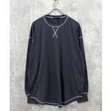 6-5チャコール | 配色ステッチBIGロンT メンズ 長袖 | NEXT WALL