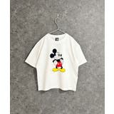 16-1オフホワイト/A | MICKEYMOUSE オーバーサイズTシャツ キッズ | NEXT WALL