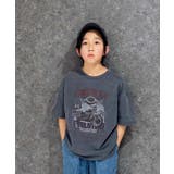 8-8ブラック | ピグメント染めオーバーサイズプリントTシャツ キッズ 子供服 | NEXT WALL