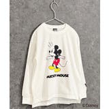 16-5オフホワイト/B | MICKEYMOUSE ミニ裏毛 ビックトレーナー | NEXT WALL