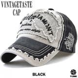 BLACK | ヴィンテージ風 刺繍 キャップ | T-LINK