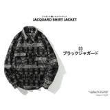 03 ブラックジャガー | ジャガード柄 シャツジャケット 長袖 | T-LINK