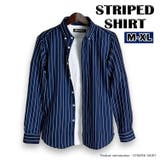 NAVY | ストライプ 長袖 カラーシャツ | T-LINK