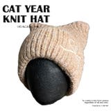 BROWN | 猫耳ニット帽 リボン刺繍 ニット帽 | T-LINK