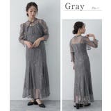 グレー | ボレロレイヤーレースドレス キャミソールドレス パワーショルダー | AUNI