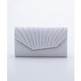 シルバー | 変形フラップパーティーバッグ サテン クラッチバッグ チェーン付き2WAY | AUNI