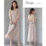 ウエストタックレースドレス ウエストリボン ゴムシャーリング オケージョン | AUNI | 詳細画像6 