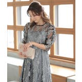 花柄刺繍ミディ丈ドレス スカラップ ウエスト調整可 オケージョン | AUNI | 詳細画像8 