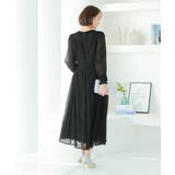 楊柳シフォンとレース組み合わせドレス パフスリーブ ハイウエスト | AUNI | 詳細画像2 