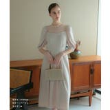 リボンベルト付パフスリーブドレス レース オケージョン | AUNI | 詳細画像2 