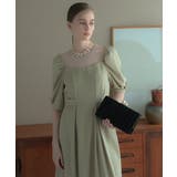 リボンベルト付パフスリーブドレス レース オケージョン | AUNI | 詳細画像10 