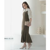 シャツ風ギャザー袖マーメイドドレス シャーリング ウエストリボン | AUNI | 詳細画像8 