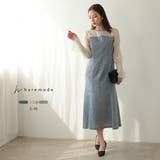 キャンディスリーブジャガードドレス マーメイド ダマスク柄 ジャガード | AUNI | 詳細画像1 