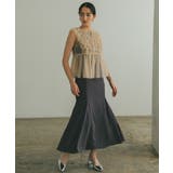 フリルチュールマーメイドドレス ギャザー ペプラム フレンチスリーブ | AUNI | 詳細画像7 