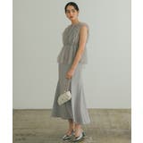 フリルチュールマーメイドドレス ギャザー ペプラム フレンチスリーブ | AUNI | 詳細画像12 