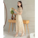 ボタニカル柄刺繍ドレス リーフ柄 スカラップ ウエスト調整可 | AUNI | 詳細画像6 