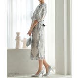 リーフ刺繍デザインコクーンドレス ランタンスリーブ ウエスト調整可 | AUNI | 詳細画像6 