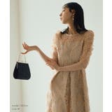 パワーショルダーレースドレス 花柄刺繍 オケージョン | AUNI | 詳細画像9 